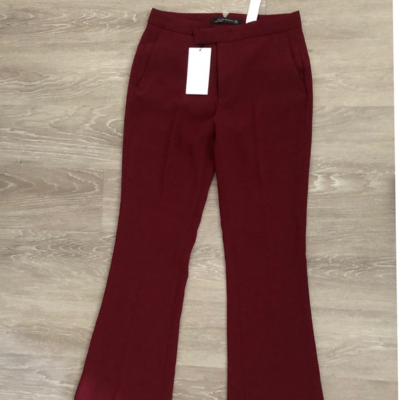 ZARA burgundy red flared trousers size XS NWT - Picture 8 of 8